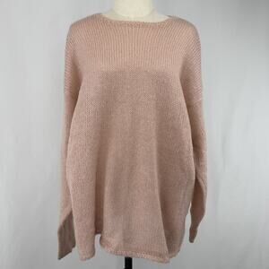 Vintage Mohair Sweater Womens XL Pink Oversized Cape Isle Knitters Cozy
